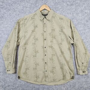 Old Navy Men's‎ Green Vine/Floral Print Size XL Button Up/Down Long Sleeve Shirt